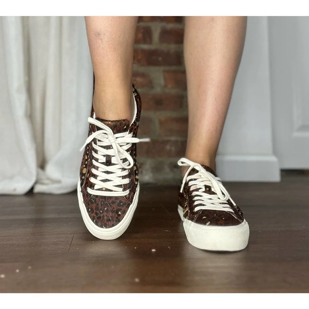 Madewell Sidewalk Calf Hair Leopard Cheetah Sneakers Women’s 7